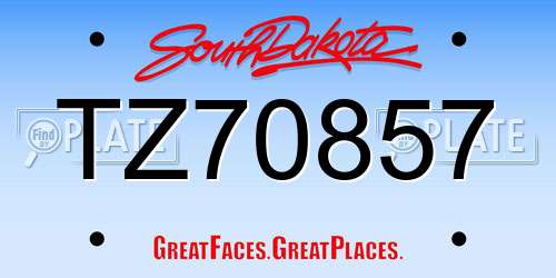 TZ70857 South Dakota License Plate