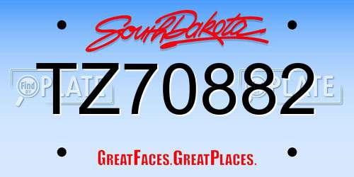 TZ70882 South Dakota License Plate
