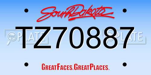 TZ70887 South Dakota License Plate