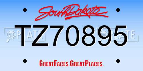 TZ70895 South Dakota License Plate