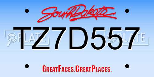 TZ7D557 South Dakota License Plate
