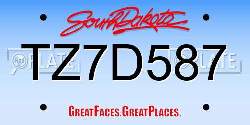 TZ7D587 South Dakota License Plate