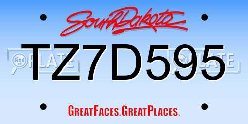 TZ7D595 South Dakota License Plate