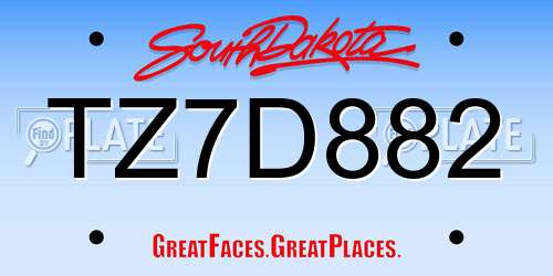 TZ7D882 South Dakota License Plate