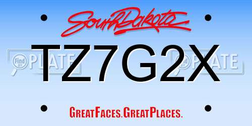 TZ7G2X South Dakota License Plate