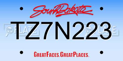 TZ7N223 South Dakota License Plate