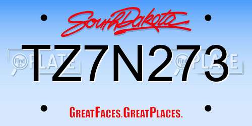 TZ7N273 South Dakota License Plate