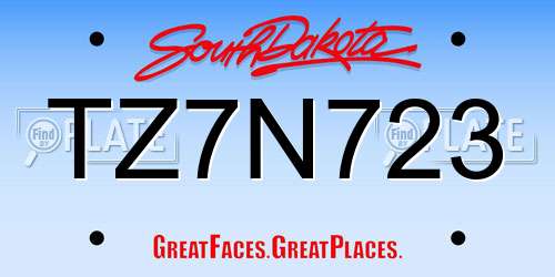 TZ7N723 South Dakota License Plate