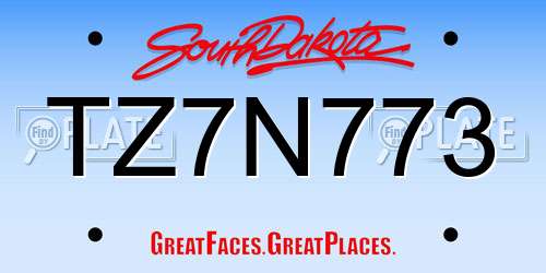 TZ7N773 South Dakota License Plate