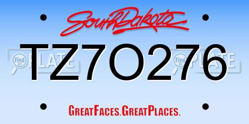 TZ7O276 South Dakota License Plate