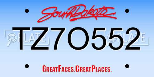 TZ7O552 South Dakota License Plate