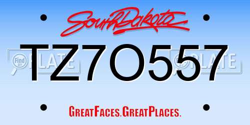 TZ7O557 South Dakota License Plate