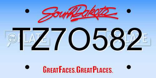TZ7O582 South Dakota License Plate