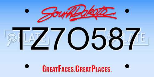 TZ7O587 South Dakota License Plate