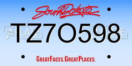 TZ7O598 South Dakota License Plate