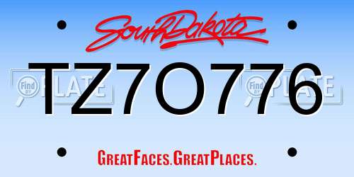 TZ7O776 South Dakota License Plate