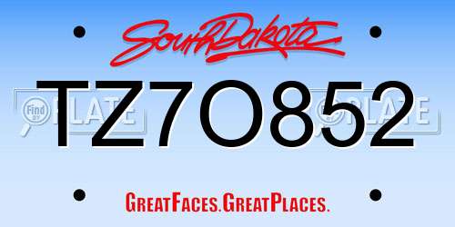 TZ7O852 South Dakota License Plate