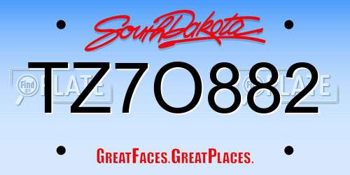 TZ7O882 South Dakota License Plate
