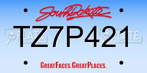 TZ7P421 South Dakota License Plate