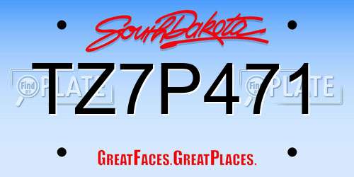 TZ7P471 South Dakota License Plate