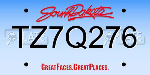 TZ7Q276 South Dakota License Plate