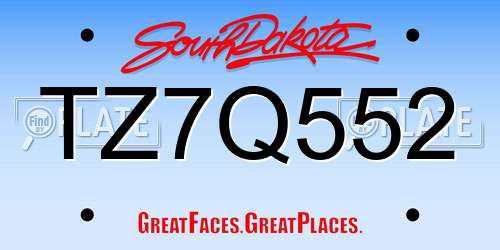 TZ7Q552 South Dakota License Plate