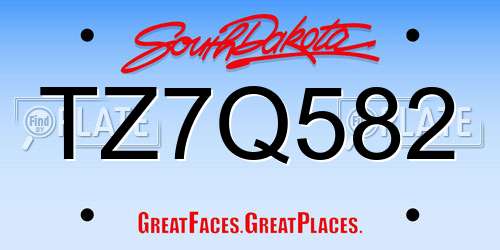 TZ7Q582 South Dakota License Plate