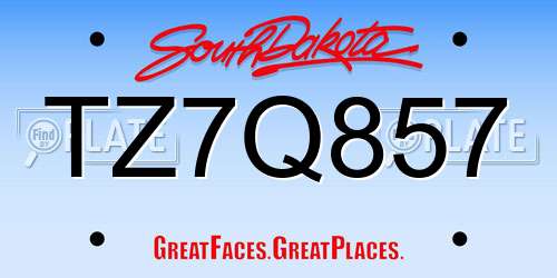 TZ7Q857 South Dakota License Plate