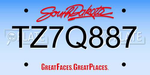 TZ7Q887 South Dakota License Plate