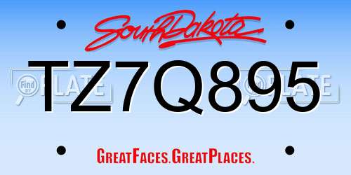 TZ7Q895 South Dakota License Plate