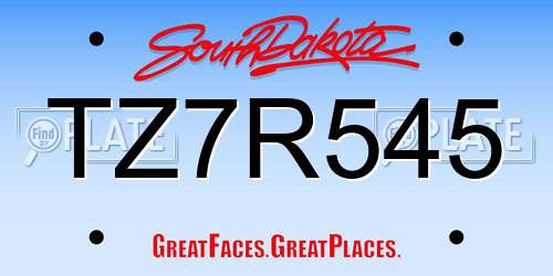 TZ7R545 South Dakota License Plate