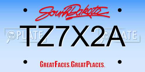TZ7X2A South Dakota License Plate