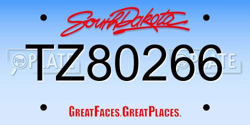 TZ80266 South Dakota License Plate