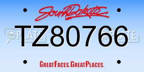 TZ80766 South Dakota License Plate