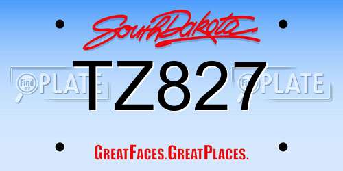TZ827 South Dakota License Plate