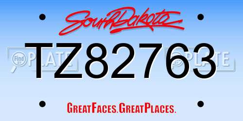 TZ82763 South Dakota License Plate