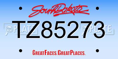 TZ85273 South Dakota License Plate
