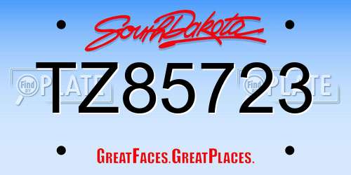 TZ85723 South Dakota License Plate