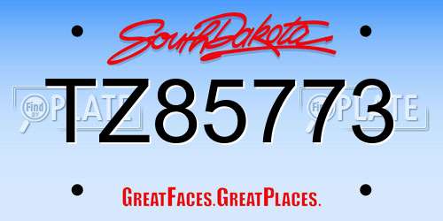 TZ85773 South Dakota License Plate