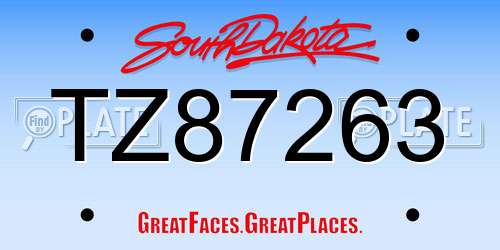 TZ87263 South Dakota License Plate