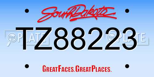 TZ88223 South Dakota License Plate