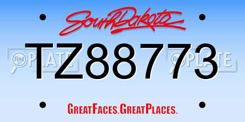 TZ88773 South Dakota License Plate