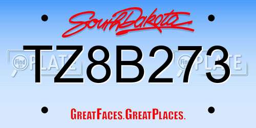 TZ8B273 South Dakota License Plate