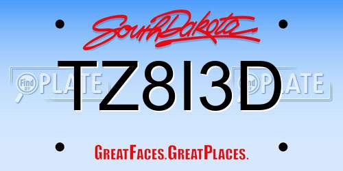 TZ8I3D South Dakota License Plate