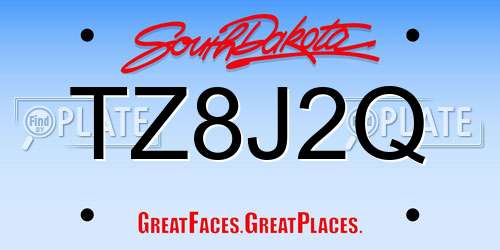 TZ8J2Q South Dakota License Plate