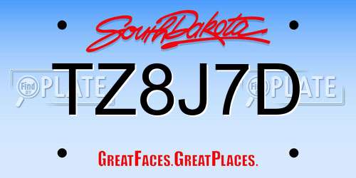 TZ8J7D South Dakota License Plate