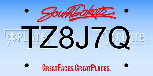 TZ8J7Q South Dakota License Plate