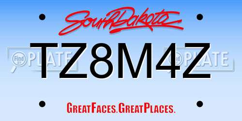 TZ8M4Z South Dakota License Plate