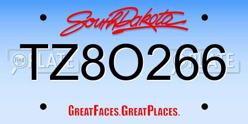 TZ8O266 South Dakota License Plate