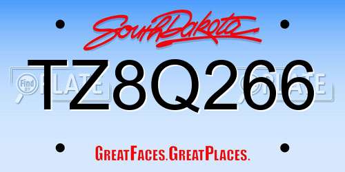 TZ8Q266 South Dakota License Plate